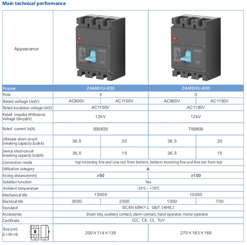 AC800V MCCB 800A Circuit Breaker